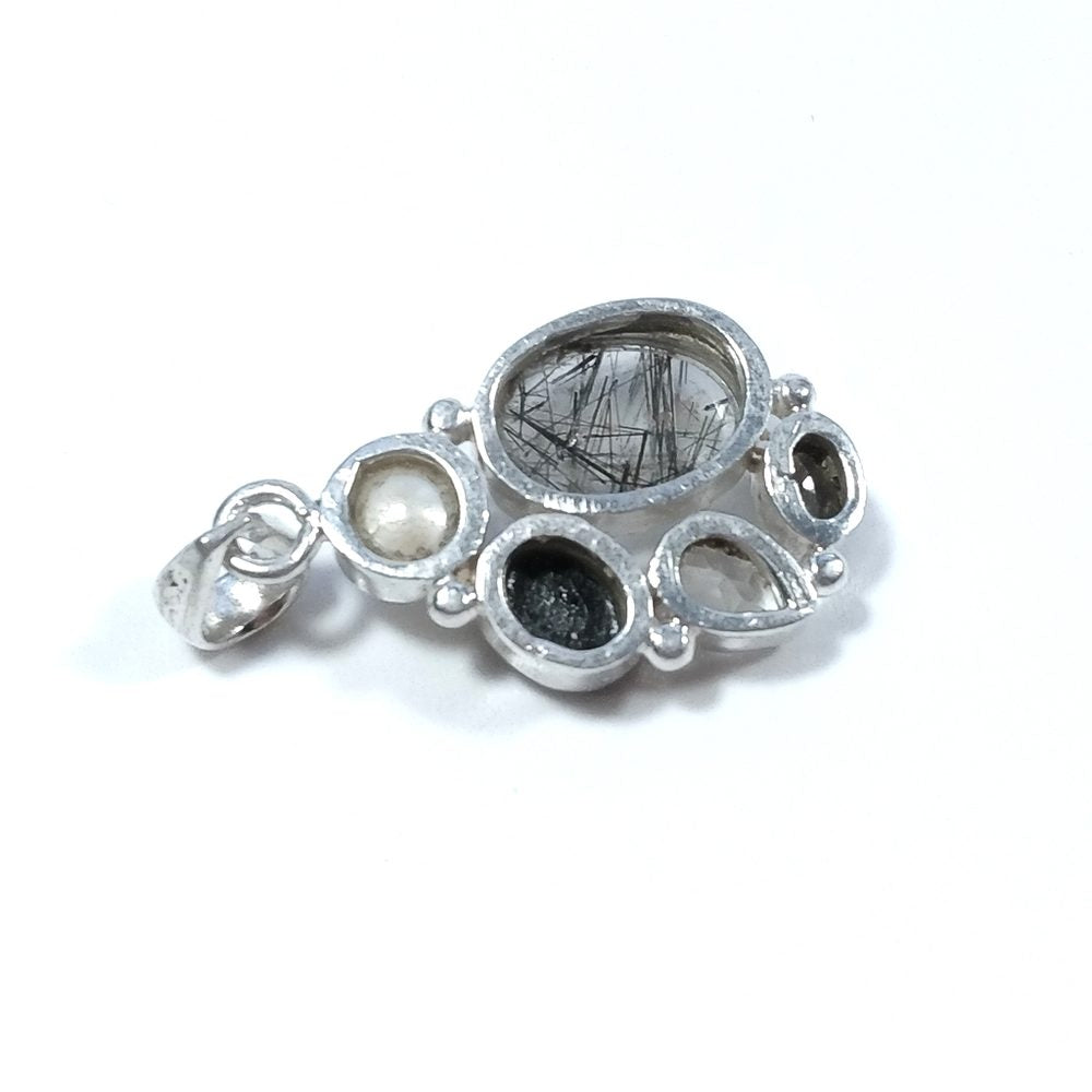 Ciondolo in argento 925 con Onice nero Quarzo fumè e Perla
