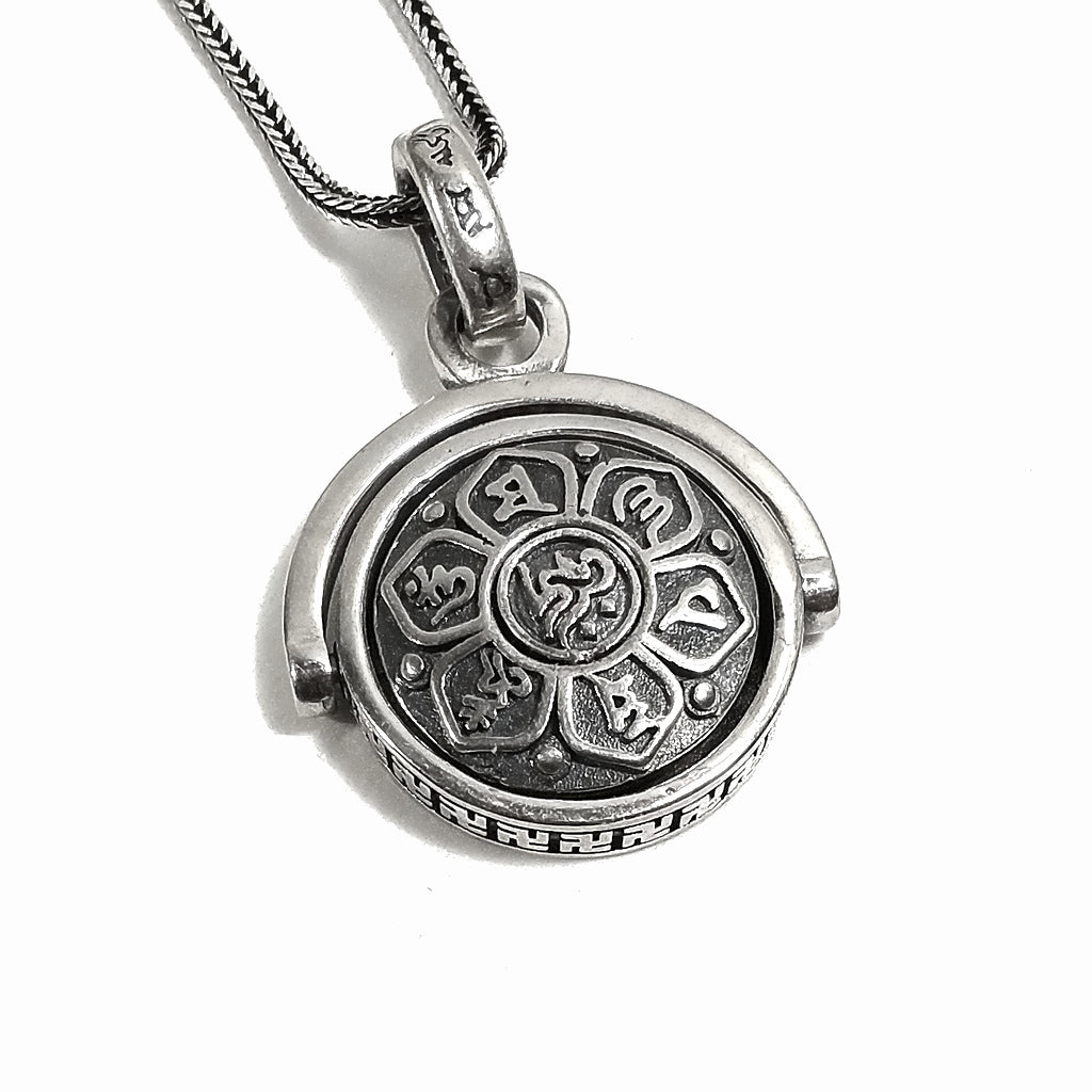 Ciondolo argento 925 Om mani Padme hum ruotante - mantra