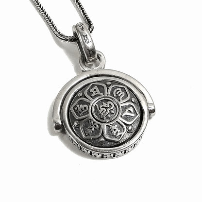 Ciondolo argento 925 Om mani Padme hum ruotante - mantra