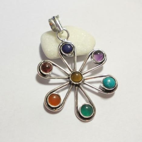 ciondolo CHAKRA Fiore ottone/argento