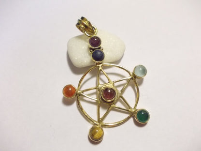 Ciondolo Chakra pentagramma ottone - RAYAGADA