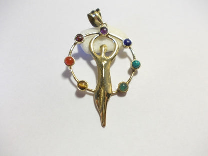 ciondolo CHAKRA cerchio ottone/argento – con pietre