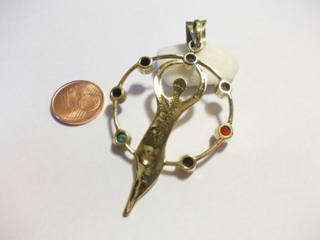 ciondolo CHAKRA cerchio ottone/argento – ottone con pietre