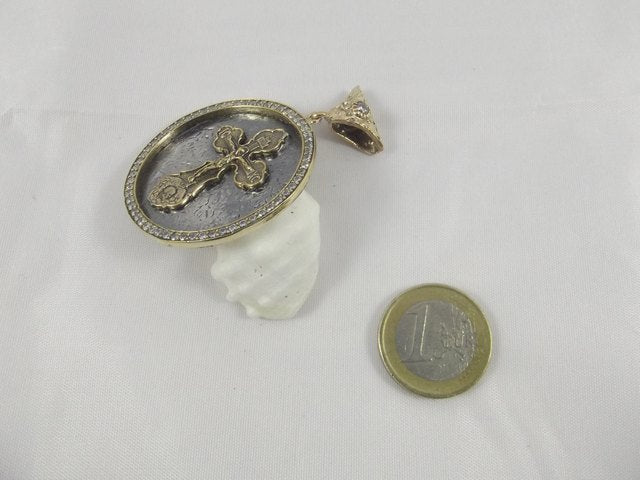 CIONDOLO CROCIFISSO argento/bronzo tondo - ilmondodiwit - Ciondolo