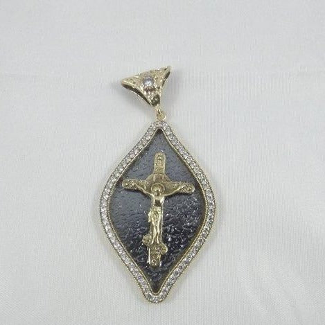 CIONDOLO CROCIFISSO argento/bronzo foglia - ilmondodiwit - Ciondolo