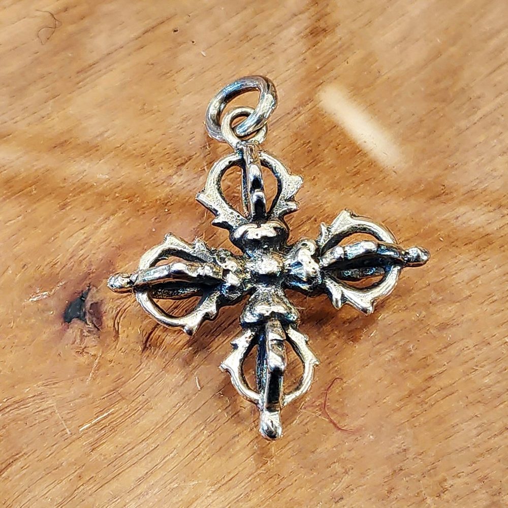 Dorje o Vajra ciondolo in argento 925 doppio