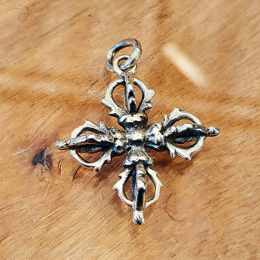 Dorje o Vajra ciondolo in argento 925 doppio