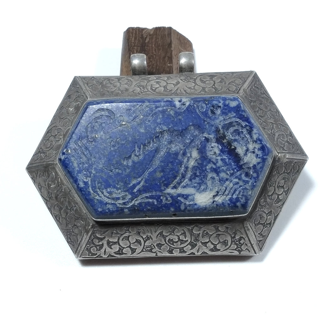 Ciondolo ETNICO in argento antico con ORNAMENTI etnici Lapislazzuli | GIOIELLI IN ARGENTO