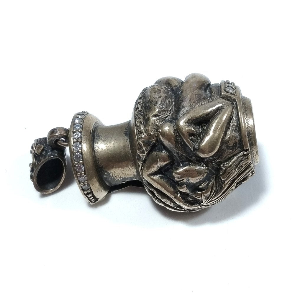 Ciondolo ETNICO in argento antico con Vaso con Zirconi e donna nuda | GIOIELLI ETNICI – immagine7