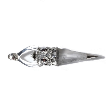 Copia del Ciondolo artigianale in argento 925 Ciondolo artigianale Cristallo di rocca, Granato | GIOIELLI ETNICI | Pendolo