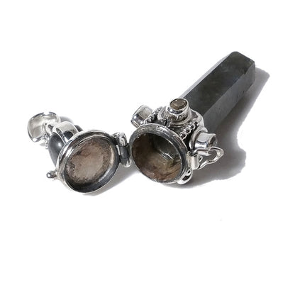 Ciondolo artigianale in argento 925 Ciondolo artigianale Labradorite, Quarzo citrino | GIOIELLI ETNICI | Pendolo porta veleno