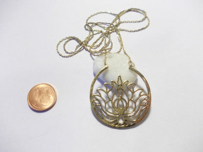 Collana/ Ciondolo FIORE di LOTO in ottone argentato - BHABUA – immagine4