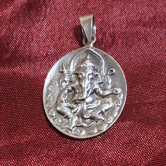 Ciondolo Ganesha OM in argento - Double face – immagine1