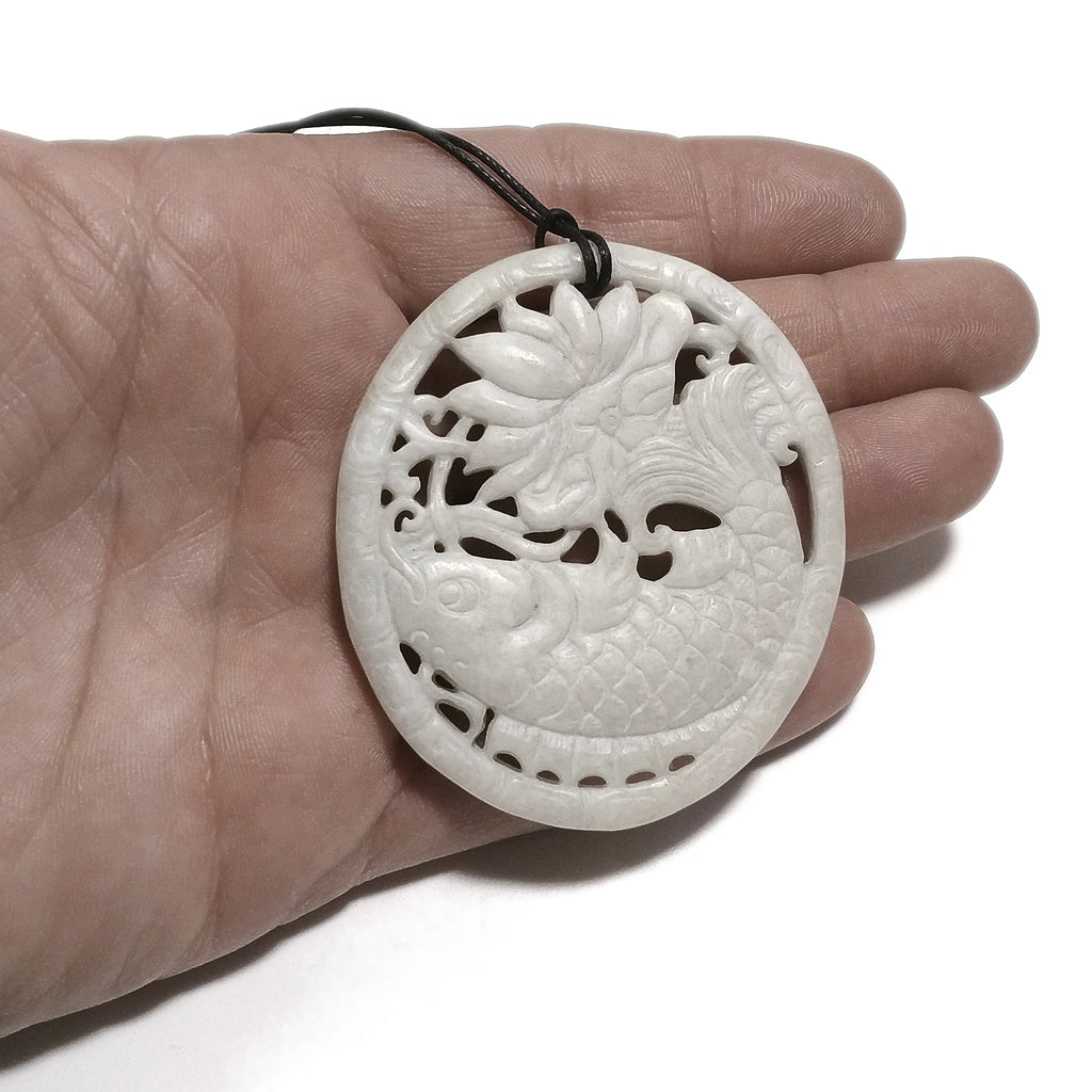 Ciondolo in GIADA di Carpa KOI - GIADA intarsiata carpa KOI