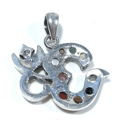 Ciondolo ETNICO in argento 925 con OM - AUM MantraCorallo, Citrino, Smeraldo | GIOIELLI IN ARGENTO – immagine5