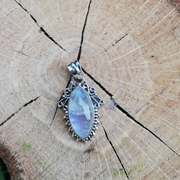 Ciondolo SHRADHDHA con pietra PIETRA DI LUNA in argento 925 Ciondolo artigianale