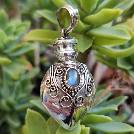 Ciondolo porta profumo in argento - ASIA labradorite