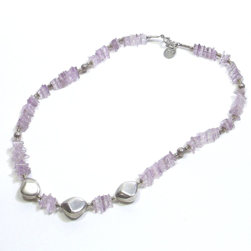 COLLANA con pietra - Ametista taglio triangolare sfaccettato e argento – immagine7