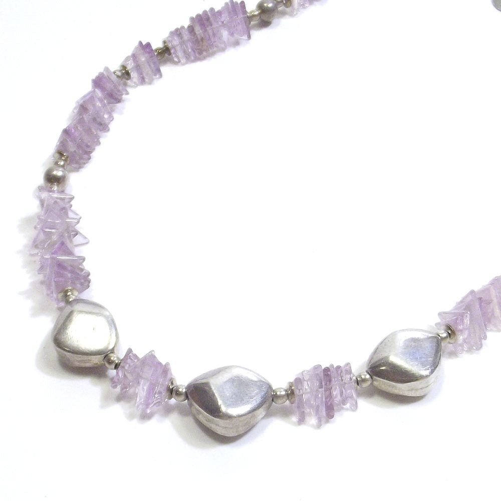 GIOIELLI | COLLANA con pietra - Ametista taglio triangolare sfaccettato e argento