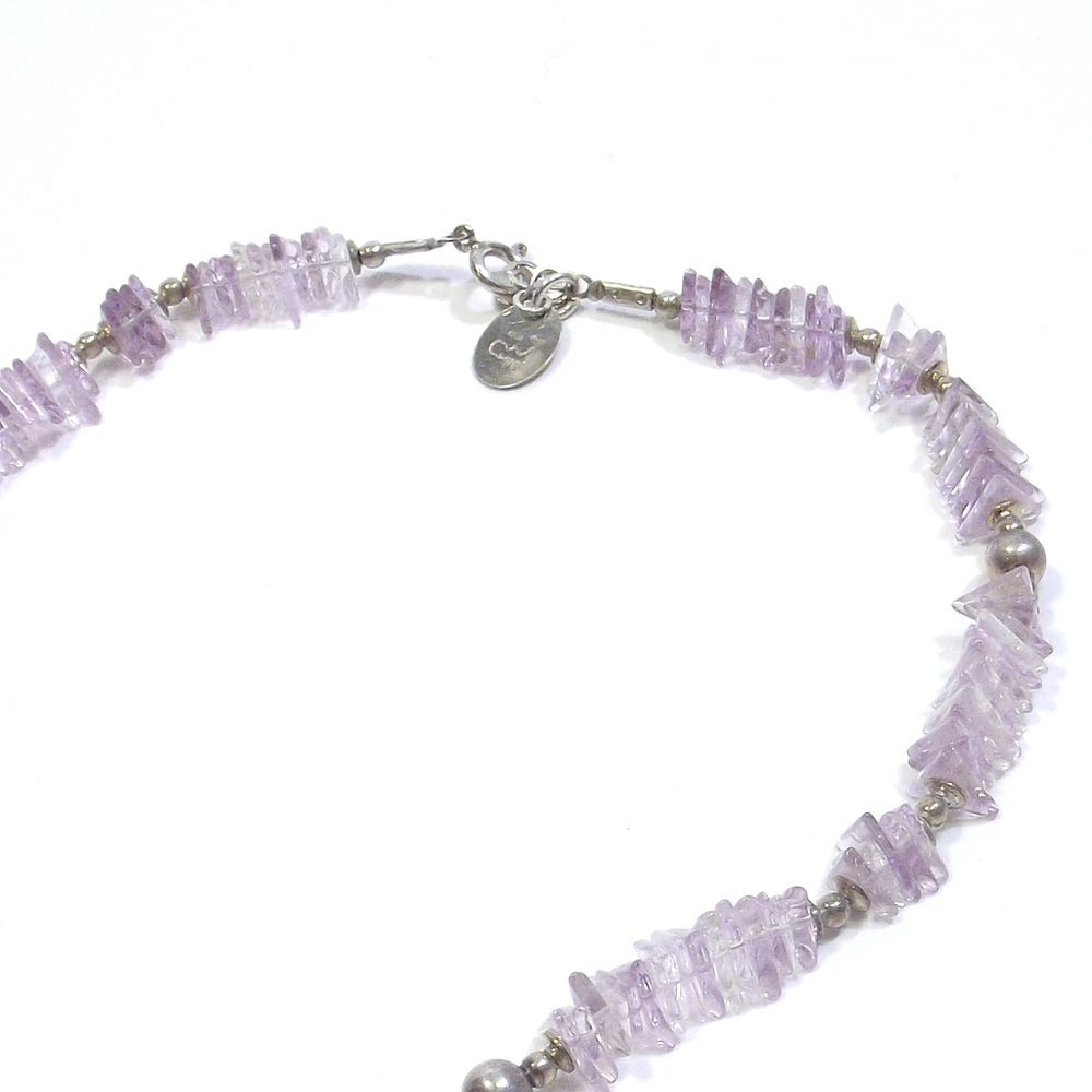 COLLANA con pietra - Ametista taglio triangolare sfaccettato e argento – immagine5