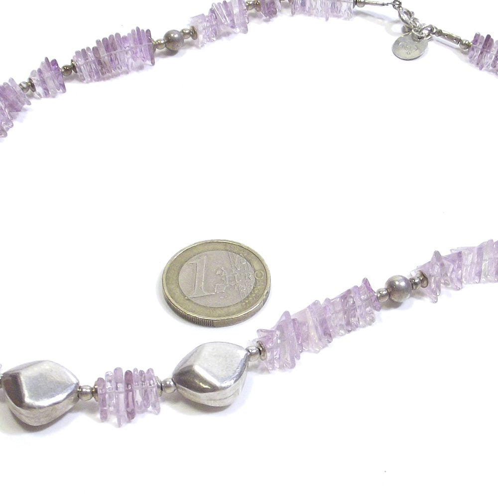 COLLANA con pietra - Ametista taglio triangolare sfaccettato e argento – immagine4