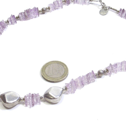 COLLANA con pietra - Ametista taglio triangolare sfaccettato e argento – immagine4