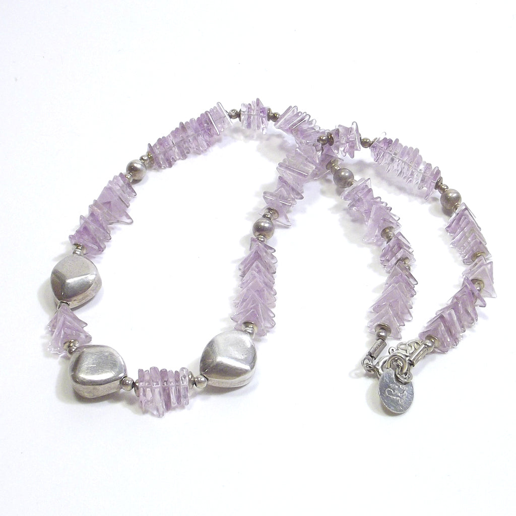 GIOIELLI | COLLANA con pietra - Ametista taglio triangolare sfaccettato e argento