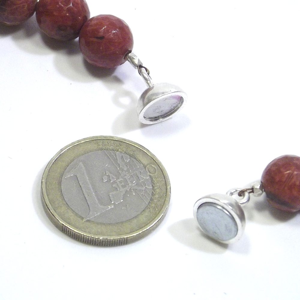 GIOIELLI | COLLANA con pietra - Corallo fossilie sfaccettato e argento – immagine7