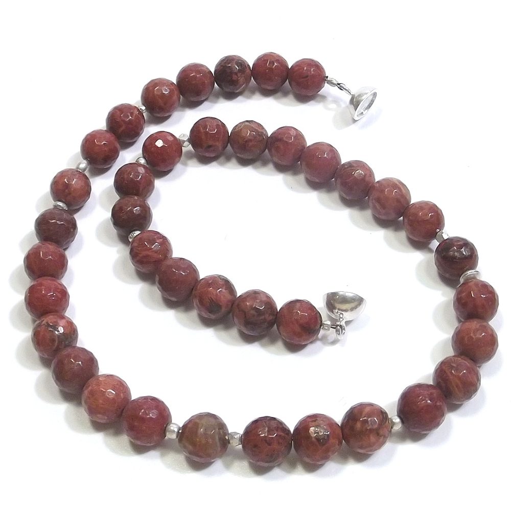 GIOIELLI | COLLANA con pietra - Corallo fossilie sfaccettato e argento – immagine9