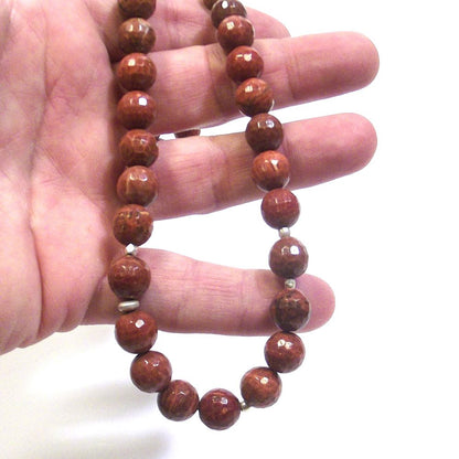 GIOIELLI | COLLANA con pietra - Corallo fossilie sfaccettato e argento – immagine6