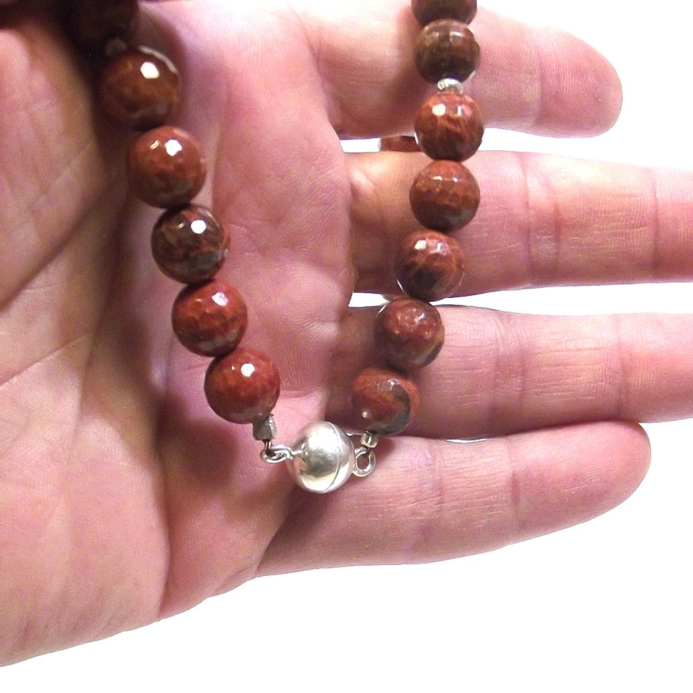 GIOIELLI | COLLANA con pietra - Corallo fossilie sfaccettato e argento – immagine5