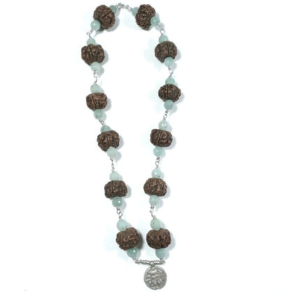 Collana ETNICA in argento 925 Collana artigianale Giada Rudraksha | JAPAMALA