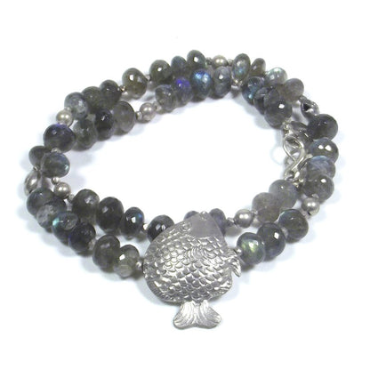 COLLANA ETNICA con pesce d'argento e LABRADORITE sfaccettata – immagine6