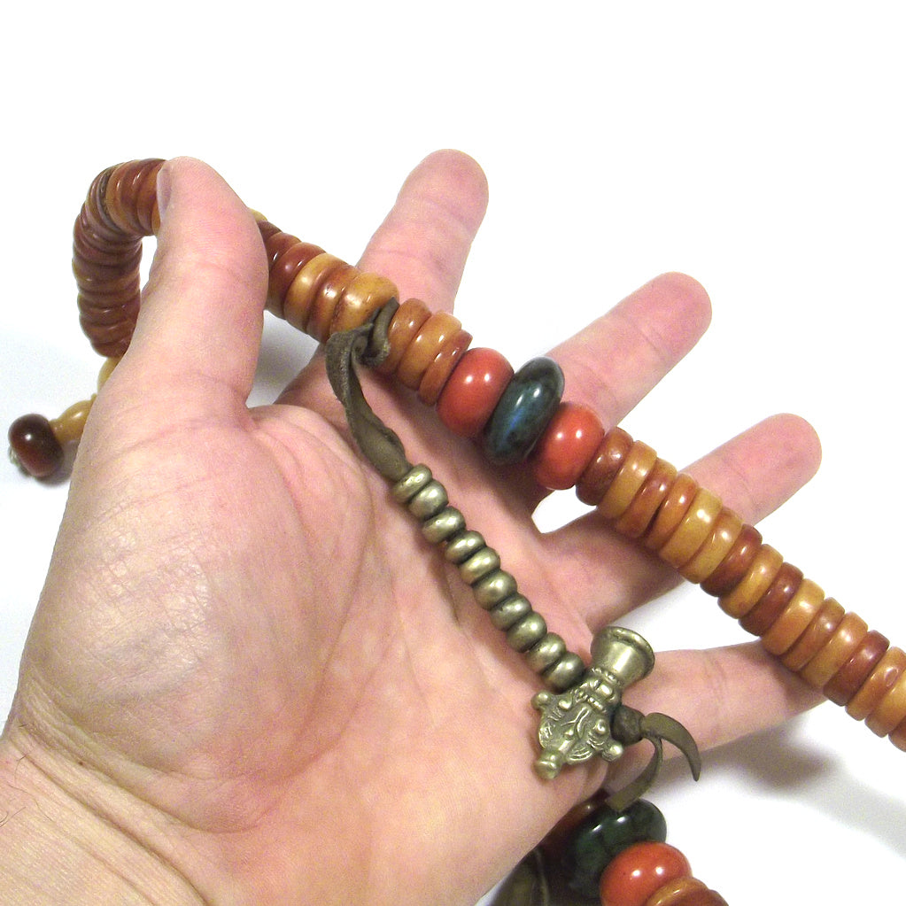 COLLANA ETNICA - rosario tibetano originale osso - Uomo Donna