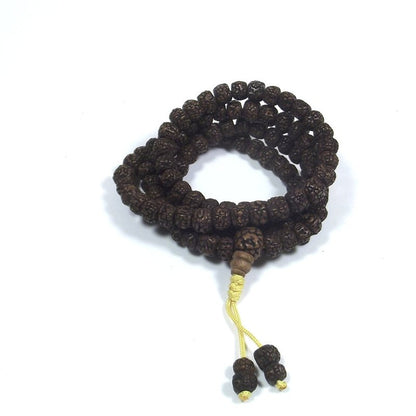 COLLANA ETNICA Japamala 108 Rudraksha tagliati - Uomo Donna