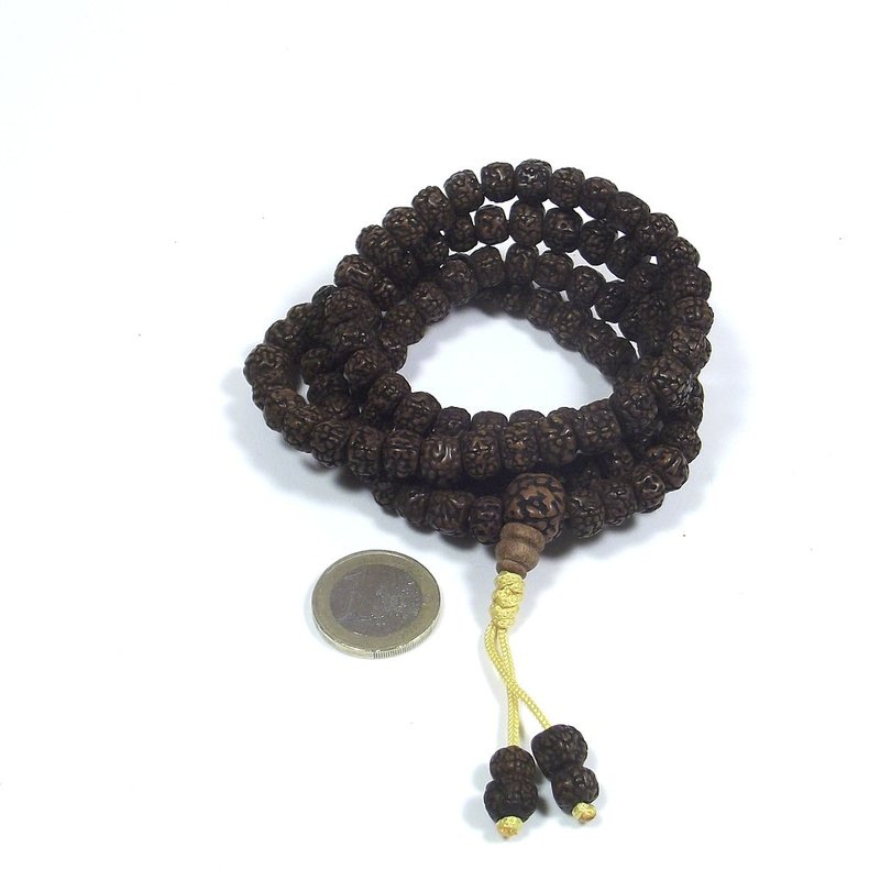COLLANA ETNICA Japamala 108 Rudraksha tagliati - Uomo Donna – immagine6
