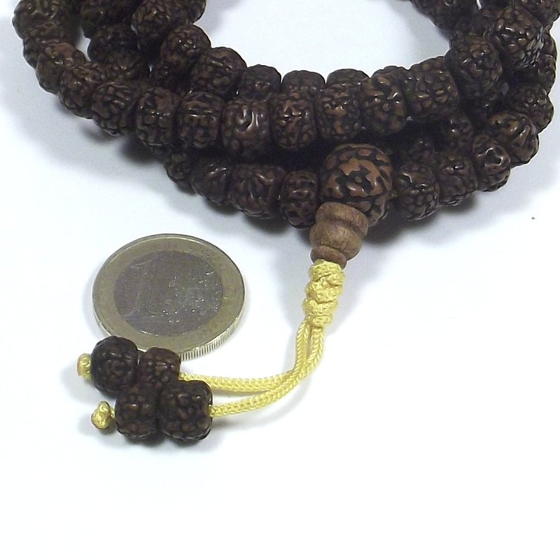 COLLANA ETNICA Japamala 108 Rudraksha tagliati - Uomo Donna – immagine5