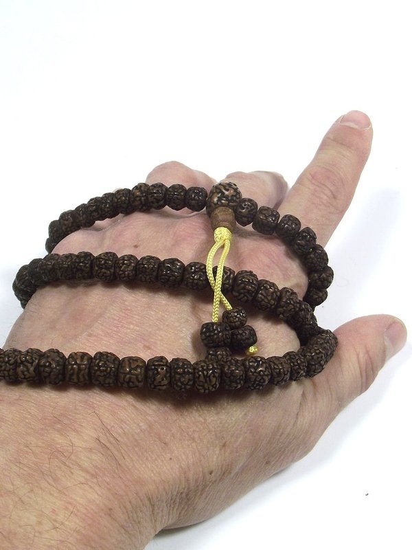 COLLANA ETNICA Japamala 108 Rudraksha tagliati - Uomo Donna – immagine4