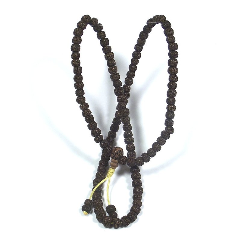 COLLANA ETNICA Japamala 108 Rudraksha tagliati - Uomo Donna – immagine3