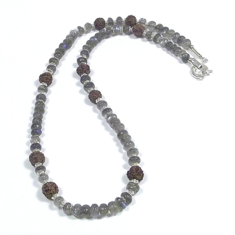 GIOIELLI | COLLANA con pietra - Labradorite e Rudraksha argento 925