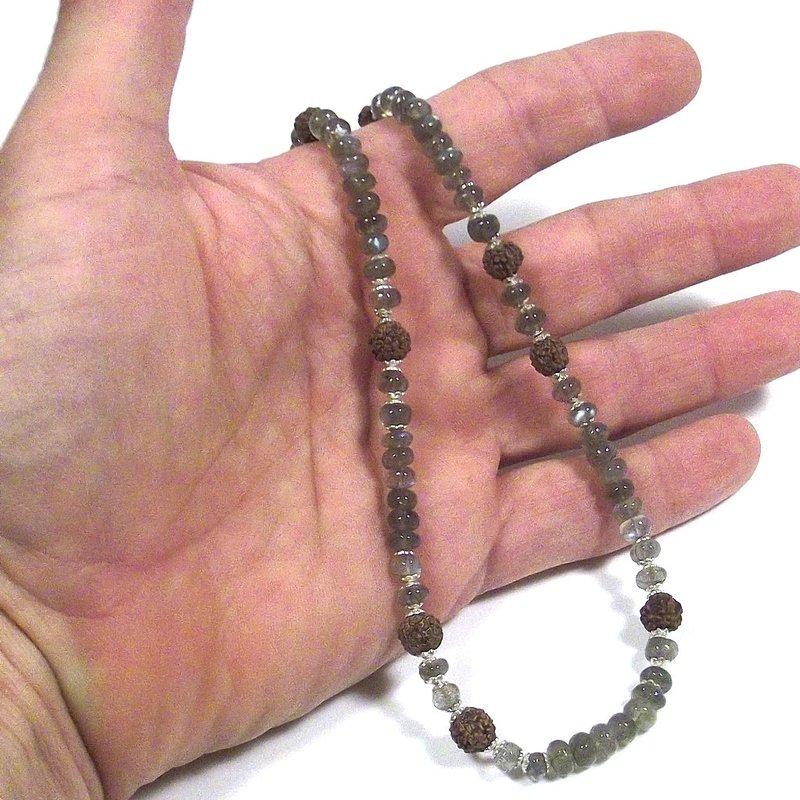 GIOIELLI | COLLANA con pietra - Labradorite e Rudraksha argento 925 – immagine5