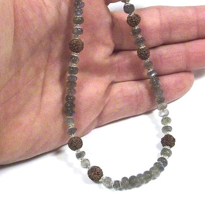 GIOIELLI | COLLANA con pietra - Labradorite e Rudraksha argento 925 – immagine4