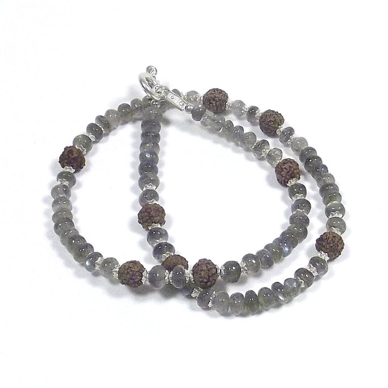 GIOIELLI | COLLANA con pietra - Labradorite e Rudraksha argento 925