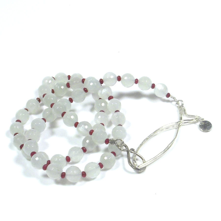 Collana con gocce di pietra di luna rosa - I Mala di Vale