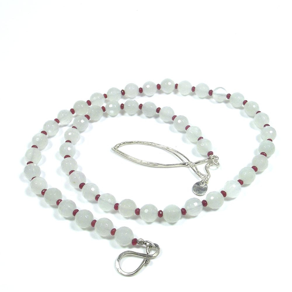 GIOIELLI | COLLANA con pietra di luna chiusura SARDINA in argento 925