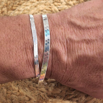 Snake argento - Bracciale piatto SNAKE sottile varie misure