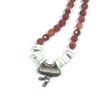 Collana ETNICA Japa Mala - agata di fuoco | conchiglia fossile NAGA - portapreghiere – immagine8