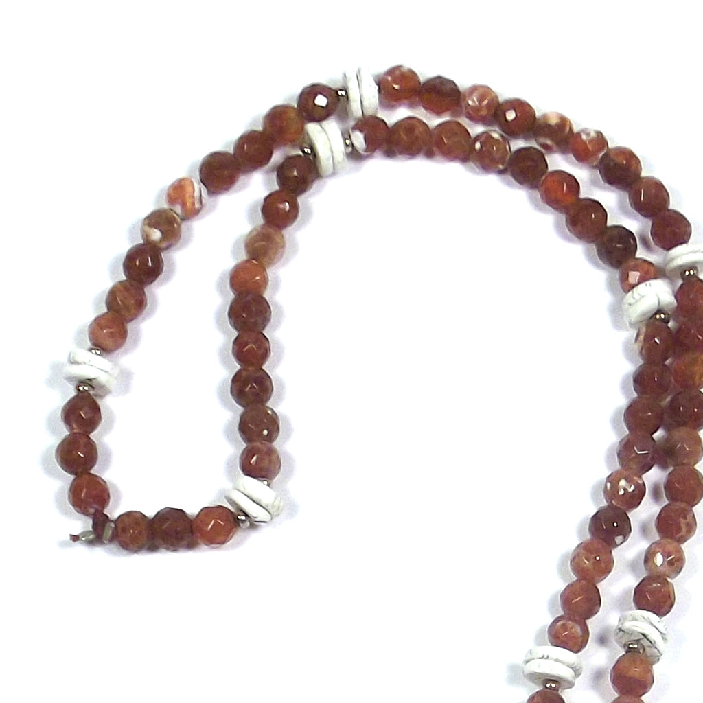 Collana ETNICA Japa Mala - agata di fuoco | conchiglia fossile NAGA - portapreghiere – immagine7