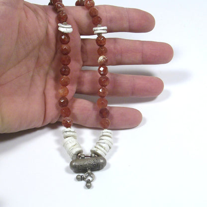 Collana ETNICA Japa Mala - agata di fuoco | conchiglia fossile NAGA - portapreghiere – immagine5