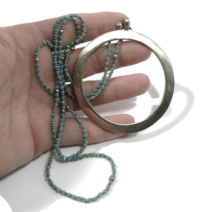 Collana lunga color TURCHESE artigianale in ottone Collana ETNICA | COLLANE IN OTTONE